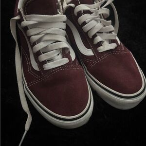 Burgundy and White Vans